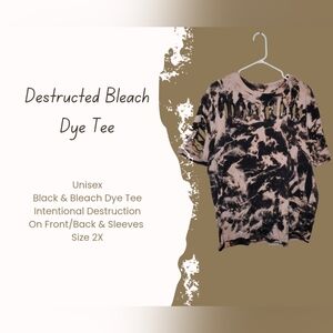 EUC Destructed Black / Bleach Dyed Unisex 2X Tee